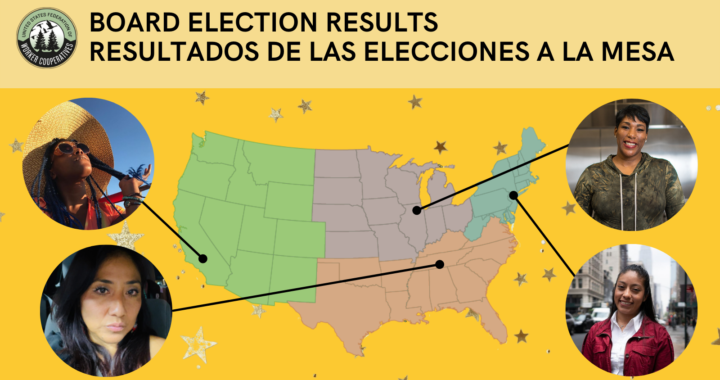 Gráfico con retratos de las nuevas integrantes a la mesa directiva posicionados arriba de un mapa del país dividido en cuatro regiones. La posición de cada retrato indica cuál de las cuatro regiones la directora representa.