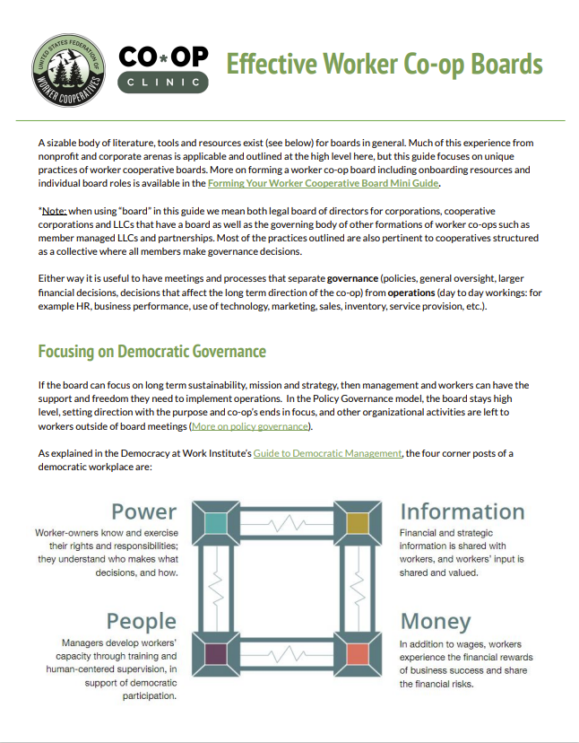 Mini Guides U.S. Federation of Worker Cooperatives