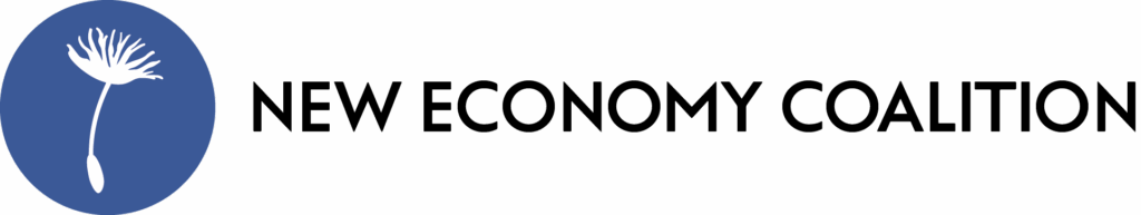 logo with a wind-dispersed seed that says New Economy Coalition